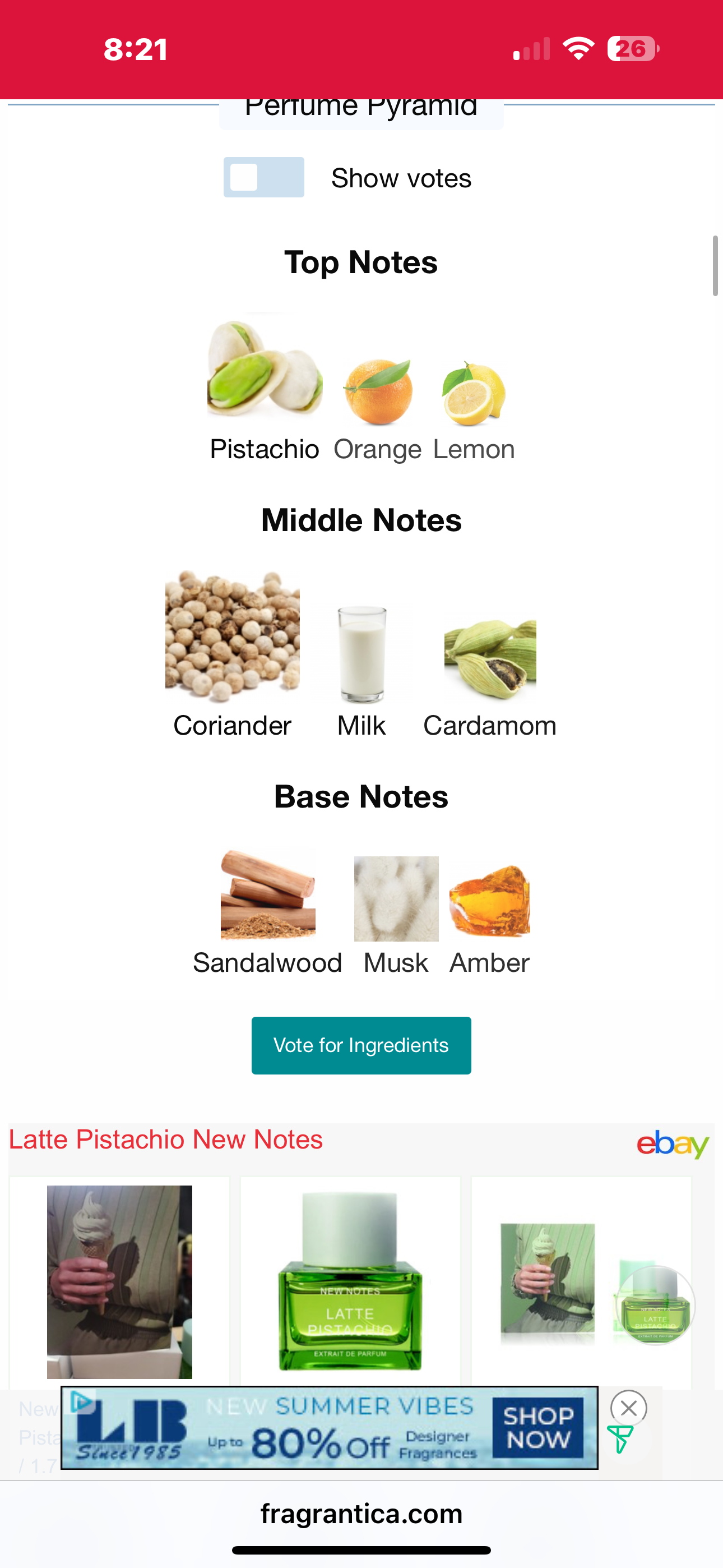 Andromeda's Inspired by Latte Pistachio Eau De Parfum New Notes