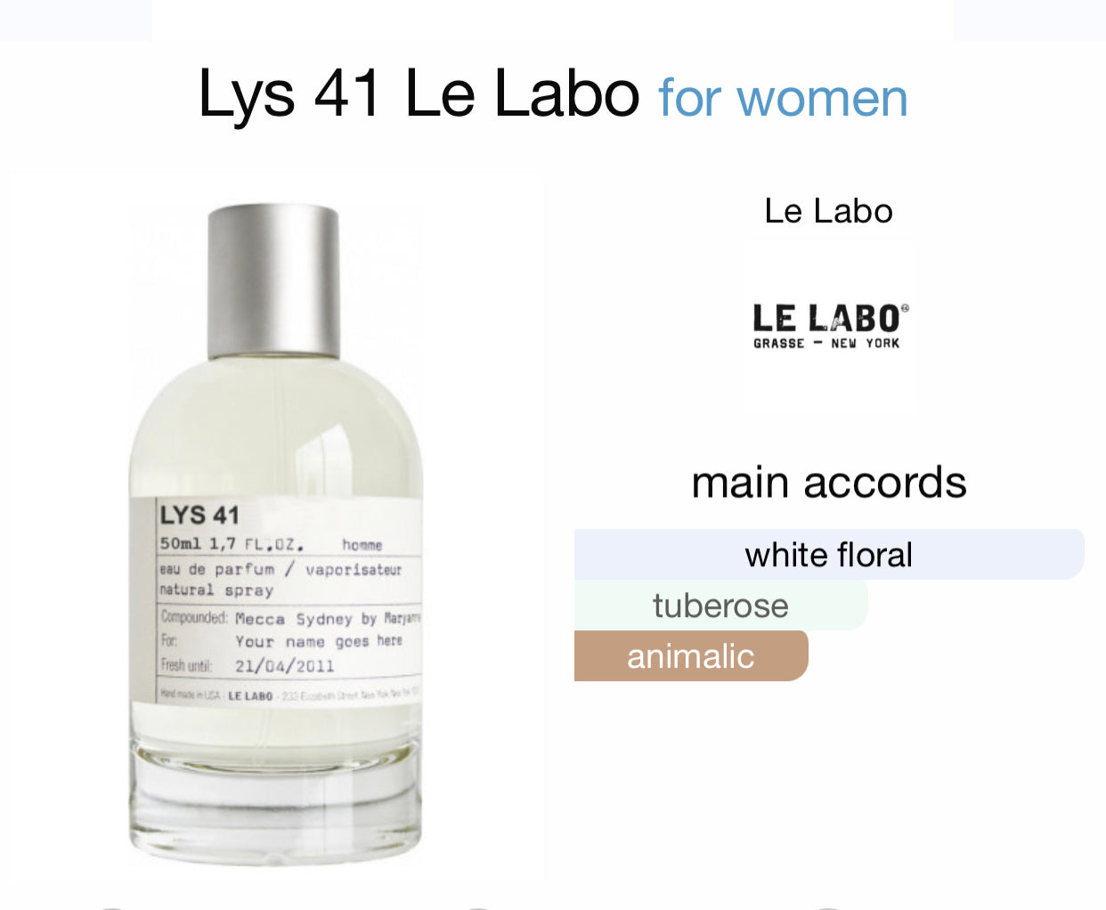 Inspired by Lys 41 Eau De Parfum